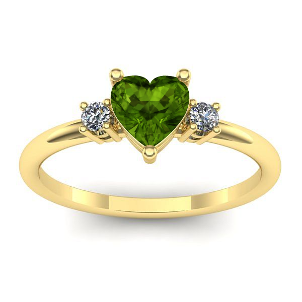 Inel de logodna cu peridot inima