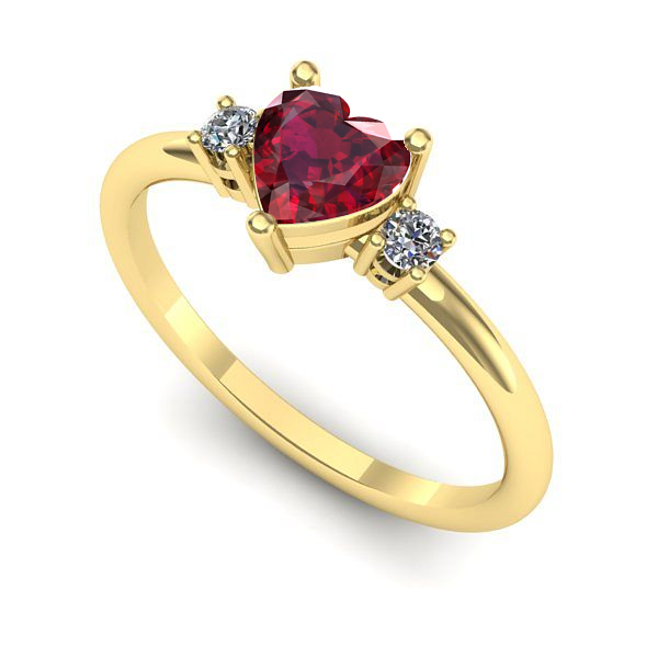 Inel logodna din aur galben cu rubin