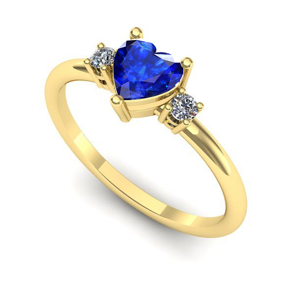 Inel logodna din aur galben cu safir