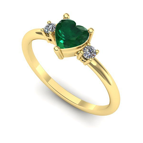 Inel de logodna din aur galben cu smarald