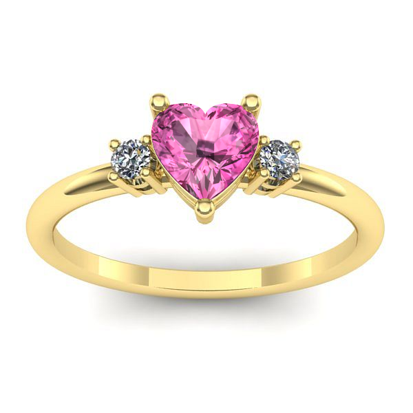 Inel cu safir roz inima