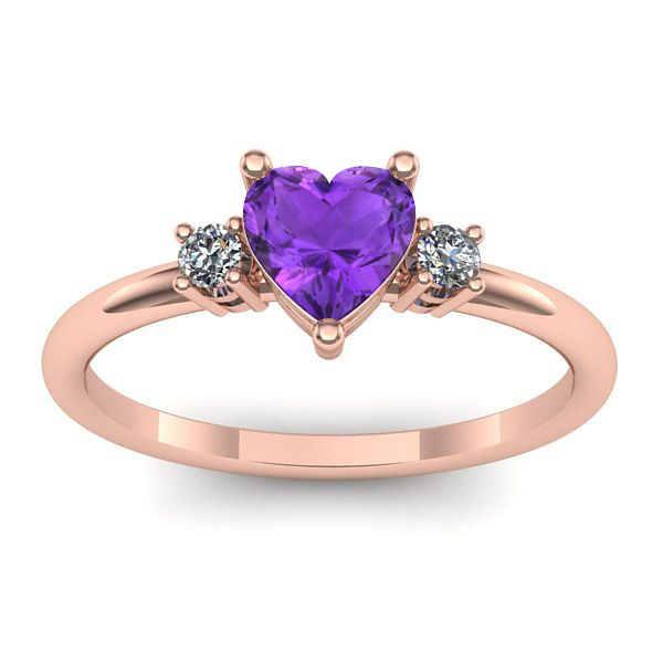 Inel de logodna cu ametist inima