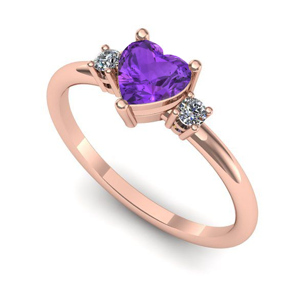 Inel logodna din aur roz cu ametist