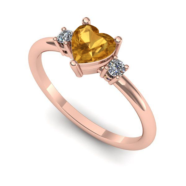 Inel de logodna din aur roz cu citrin
