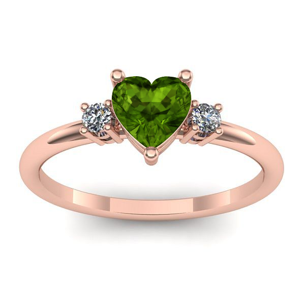 Inel de logodna cu peridot inima