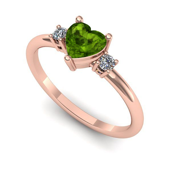 Inel din aur roz cu peridot