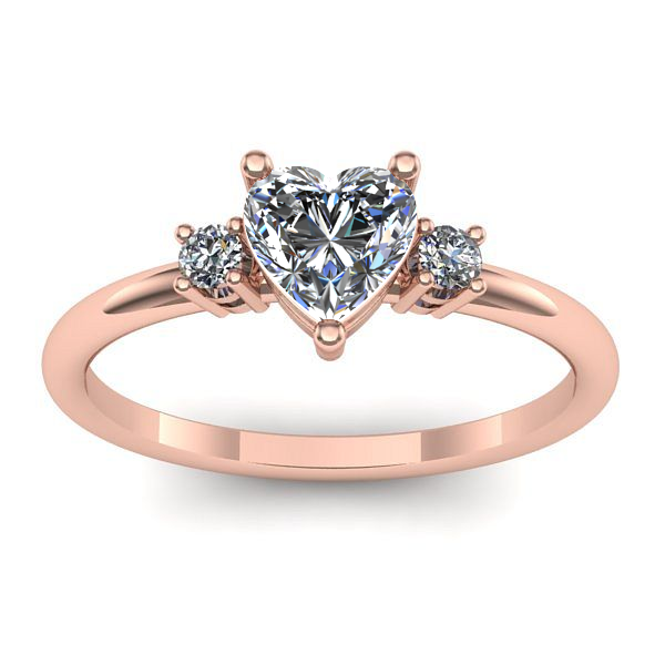 Inel cu diamant de laborator inima