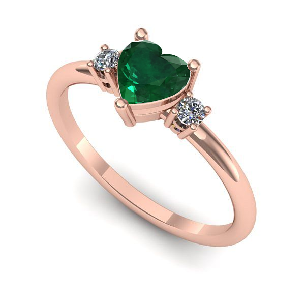 Inel logodna din aur roz cu smarald