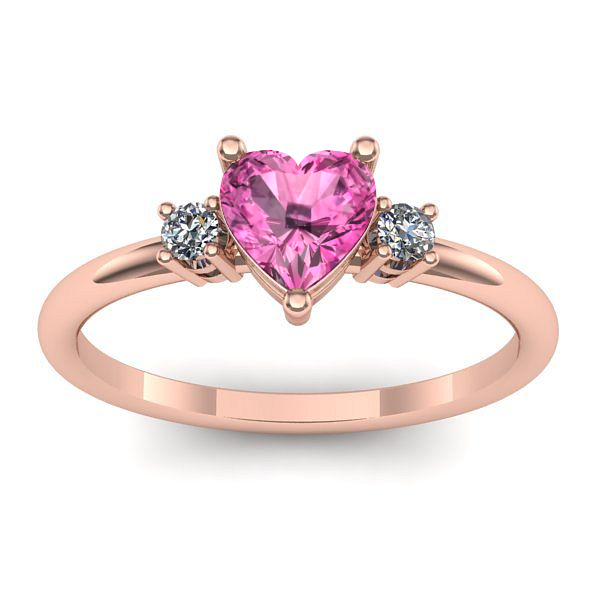 Inel cu safir roz inima