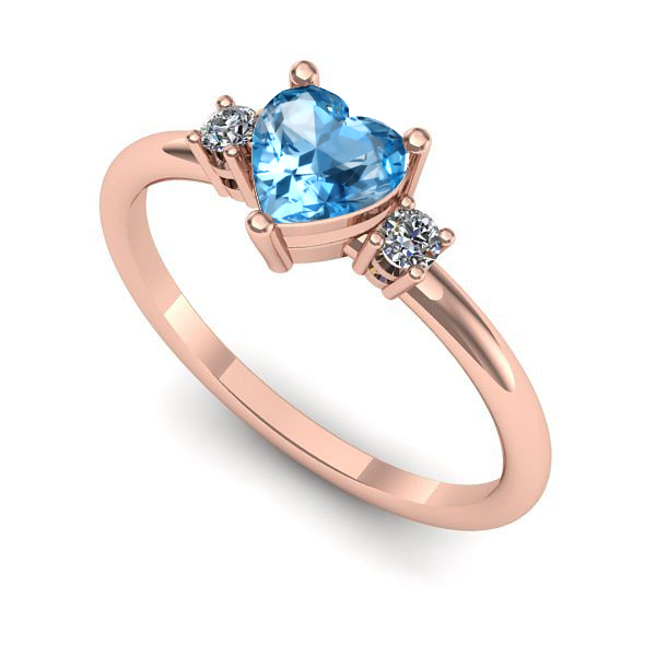 Inel din aur roz cu topaz blue
