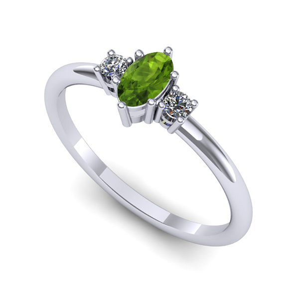 Inel logodna din aur alb cu peridot