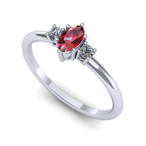 Inel logodna din aur alb cu rubin