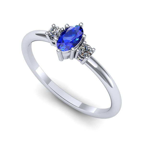 Inel de logodna din aur alb cu safir