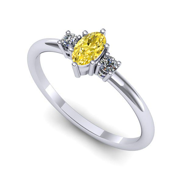 Inel de logodna din aur alb cu safir galben