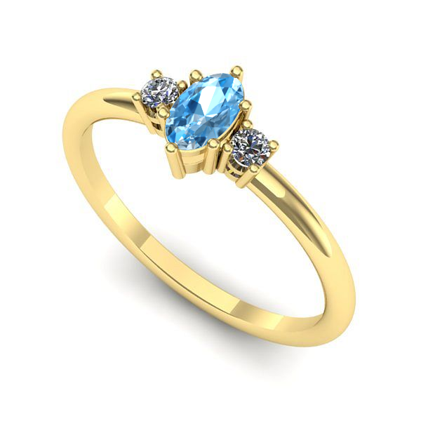 Inel logodna din aur galben cu topaz blue