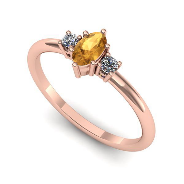 Inel de logodna din aur roz cu citrin