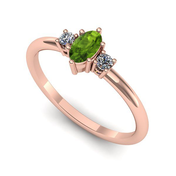 Inel de logodna din aur roz cu peridot