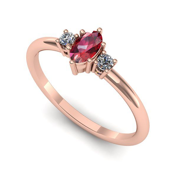 Inel de logodna din aur roz cu rubin