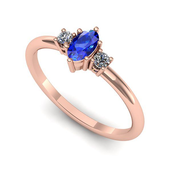 Inel de logodna din aur roz cu safir