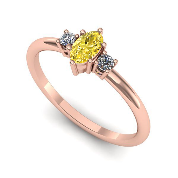 Inel logodna din aur roz cu safir galben