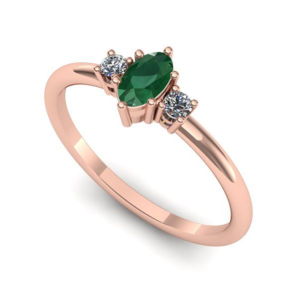 Inel din aur roz cu smarald