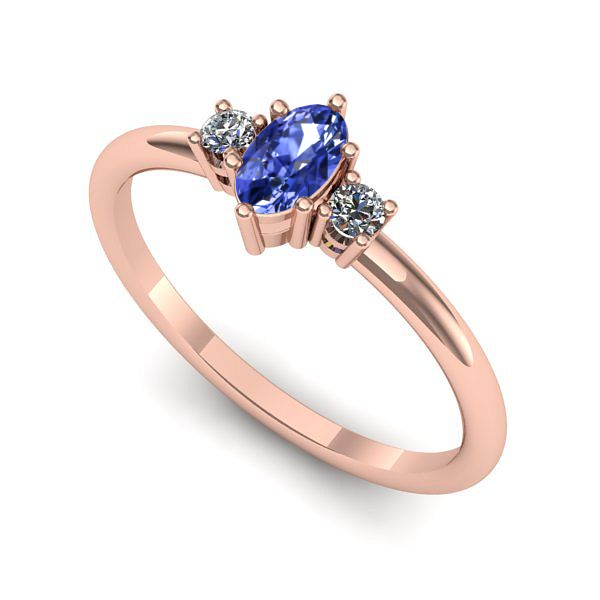 Inel din aur roz cu tanzanit