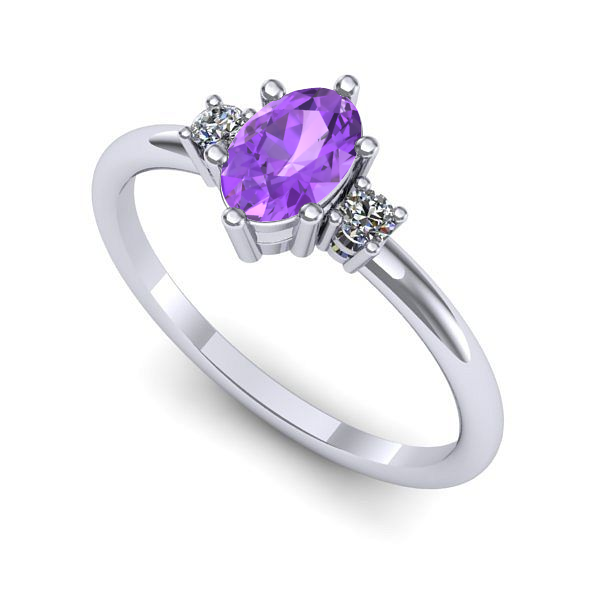 Inel din aur alb cu ametist