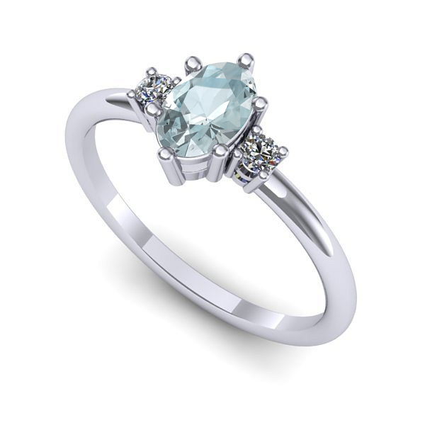 Inel de logodna din aur alb cu aquamarin