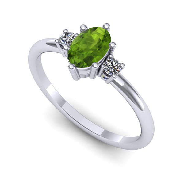 Inel de logodna din aur alb cu peridot