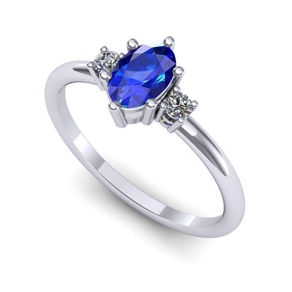 Inel logodna din aur alb cu safir