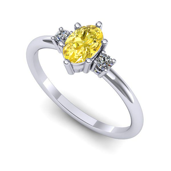 Inel logodna din aur alb cu safir galben