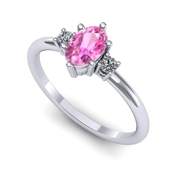 Inel de logodna din aur alb cu safir roz