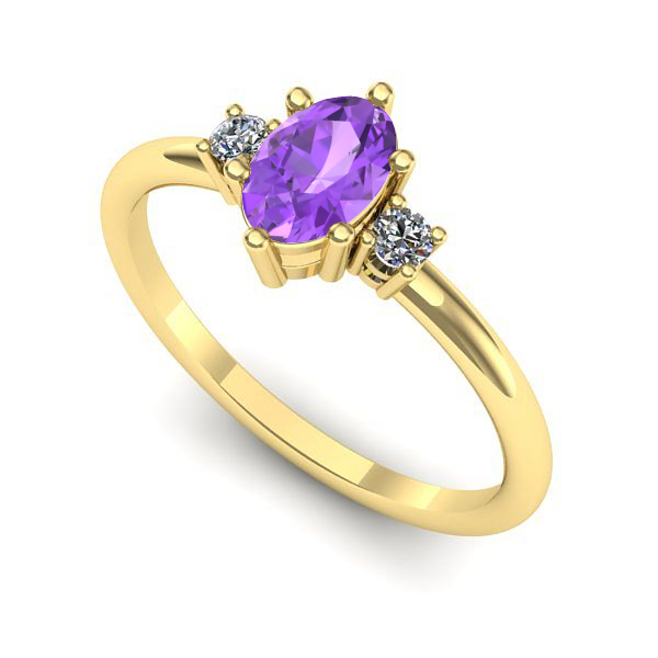 Inel de logodna din aur galben cu ametist