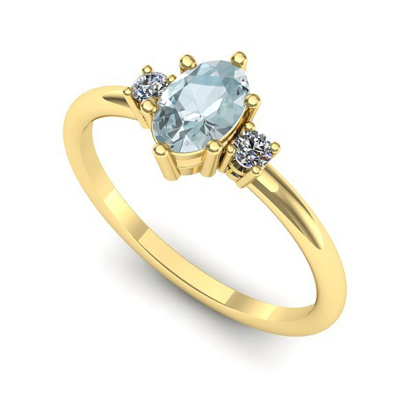 Inel din aur galben cu aquamarin