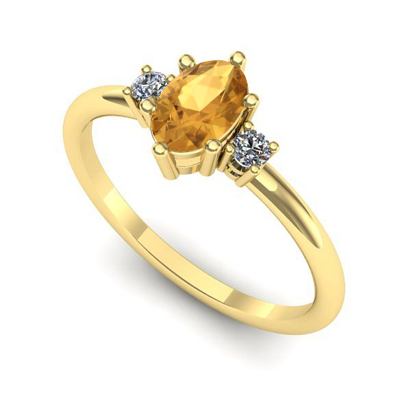 Inel logodna din aur galben cu citrin
