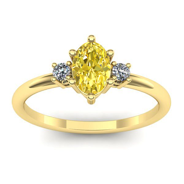 Inel cu safir galben oval