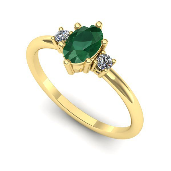 Inel logodna din aur galben cu smarald