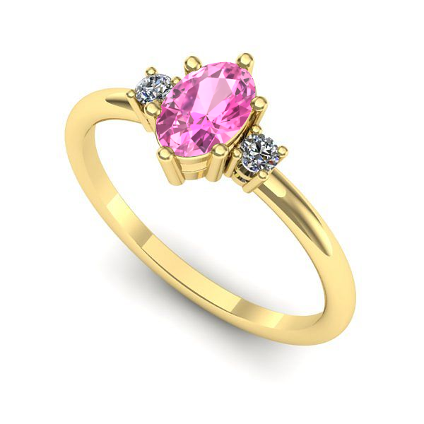 Inel logodna din aur galben cu safir roz