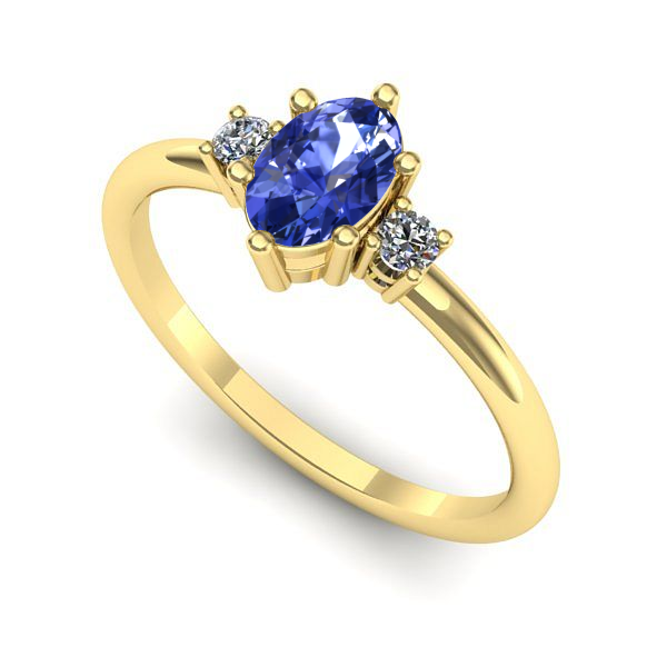 Inel de logodna din aur galben cu tanzanit
