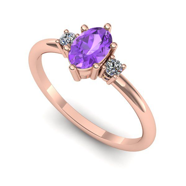 Inel din aur roz cu ametist