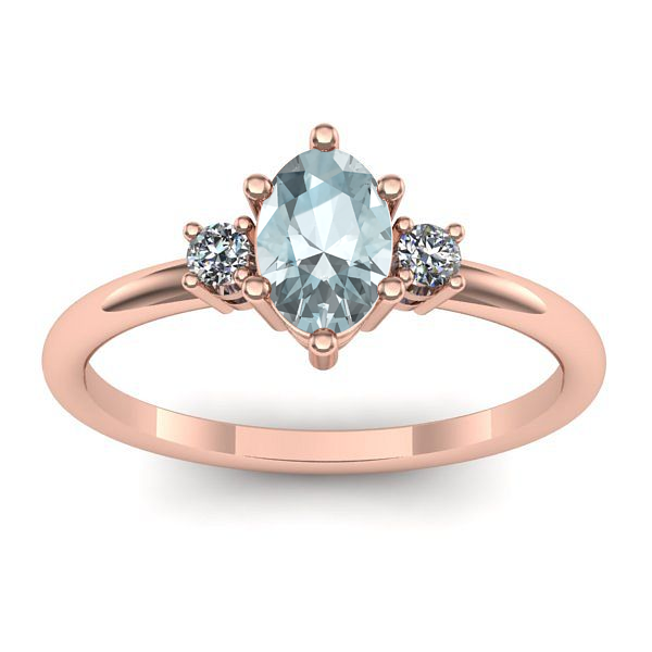 Inel cu aquamarin oval