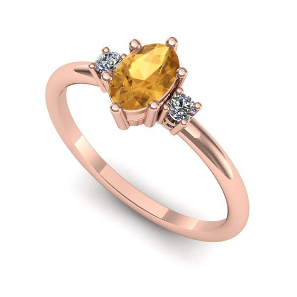 Inel de logodna din aur roz cu citrin