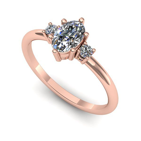 Inel din aur roz cu safir alb