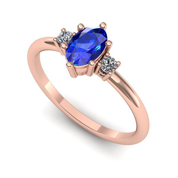 Inel din aur roz cu safir