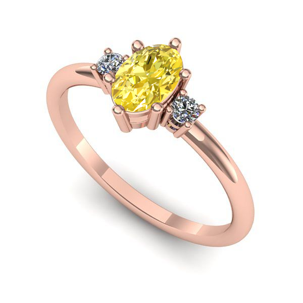 Inel de logodna din aur roz cu safir galben