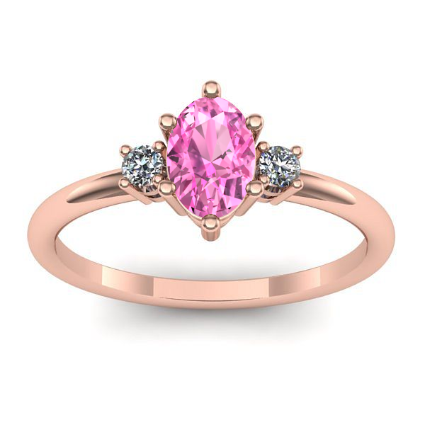 Inel de logodna cu safir roz oval