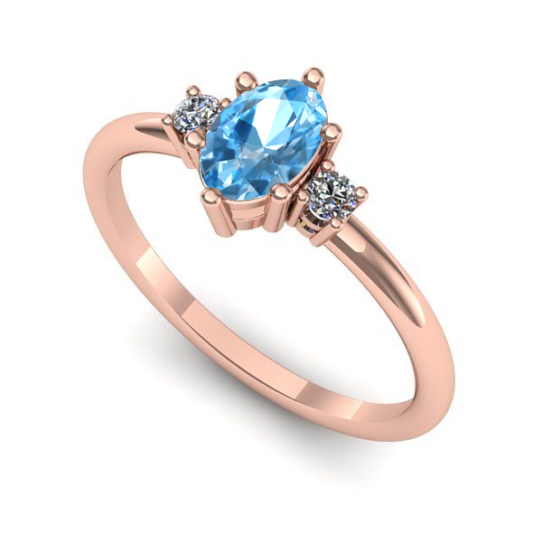 Inel logodna din aur roz cu topaz blue
