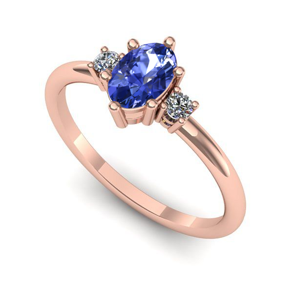 Inel logodna din aur roz cu tanzanit
