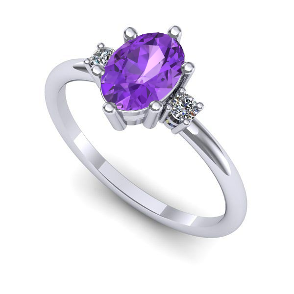 Inel din aur alb cu ametist