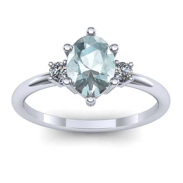Inel logodna cu aquamarin oval